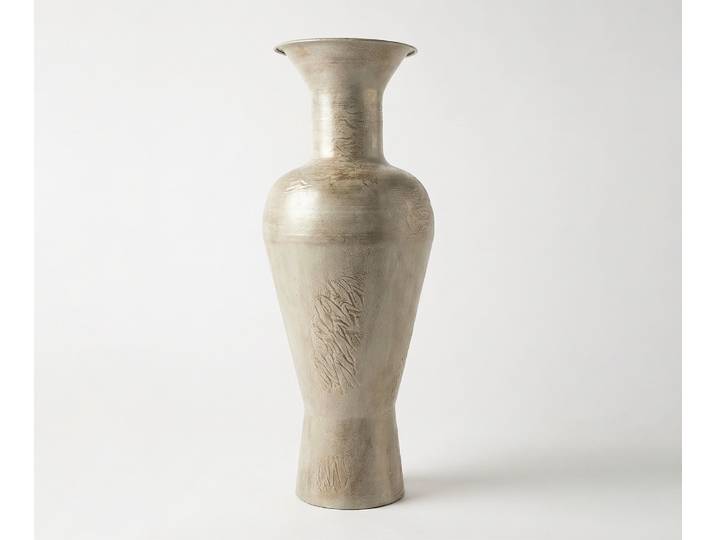 Vase Medora B27 x T27 x H71 cm Metall Ivory Terra Handgemacht, Wohnaccessoires