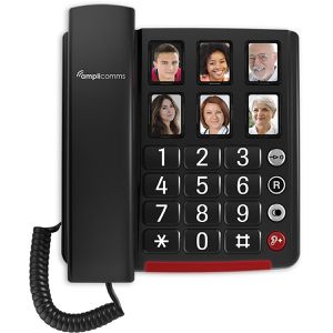 Amplicomms BigTel 40 Plus Telefon, schwarz, Großtastentelefon, schnurgebunden