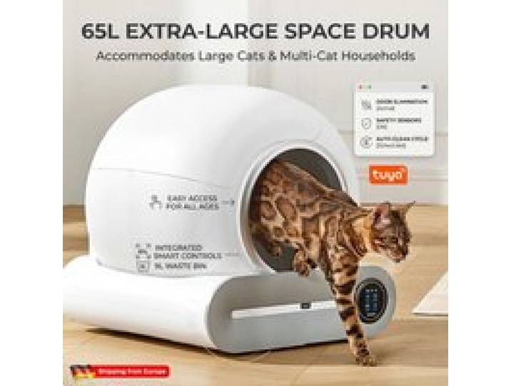 Slimme kattenbak volautomatisch 65L grote capaciteit kattenbak semi-gesloten reinigende APP afstandsbediening slimme kattentoilet