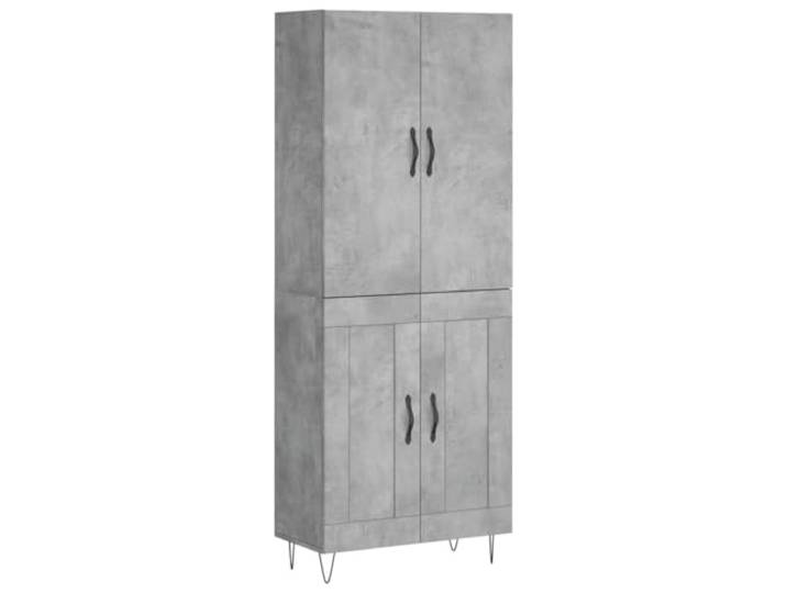 Kaorsrow Highboard Betongrau 69,5x34x180 cm Schrank aus Holzwerkstoff Eleganter Anrichteschrank mit Metallfüßen für Wohnzimmer und Flur, bietet viel Stauraum hinter verschlossenen Türen.