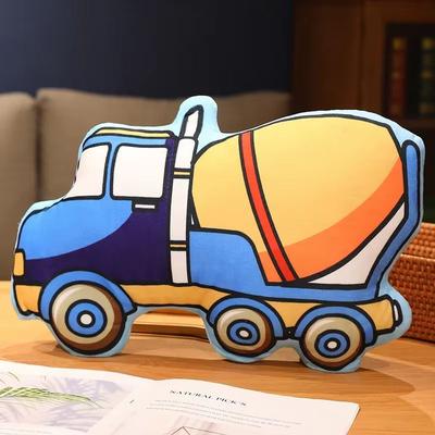 Inspire Curations Cartoon Vehicle Plush Pillow For Kids (Fire Truck, Police Car, Excavator) mixer Truck