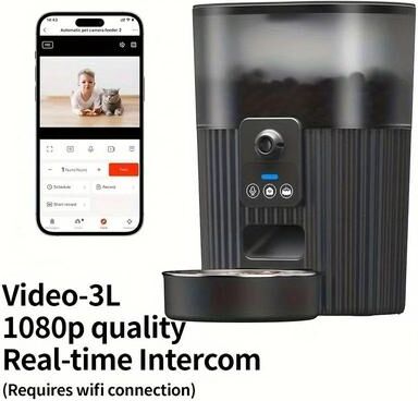 Uplifted Finds Automatic Pet Feeder WiFi Remote Smart Food Dispenser For Cats And Dogs video Black