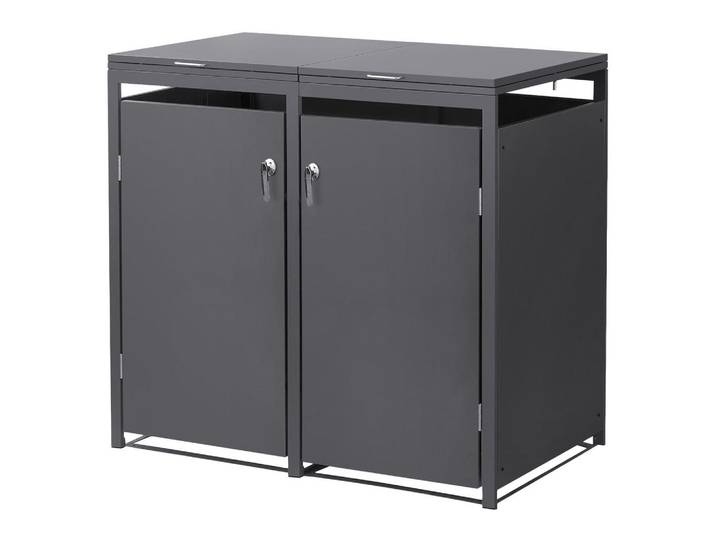 Ml-Design Mülltonnenbox 2er Anthrazit, Metall, 240 L, Rechteckig, 132x120x80 cm, Gartenzubehör, Mülltonnenbox