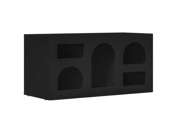 KGFHERENB TV Lowboard Schwarz 80x35x40 cm Holzwerkstoff Fernsehtisch Kompakter Phonoschrank mit 5 Fächern für Wohnzimmer und Schlafzimmer, bietet strukturierten Platz für Technik und Deko.