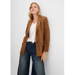 bonprix Blazer in Velourslederimitat, braun, Gr.36, Blazer aus softem Lederimitat mit Fake Taschen