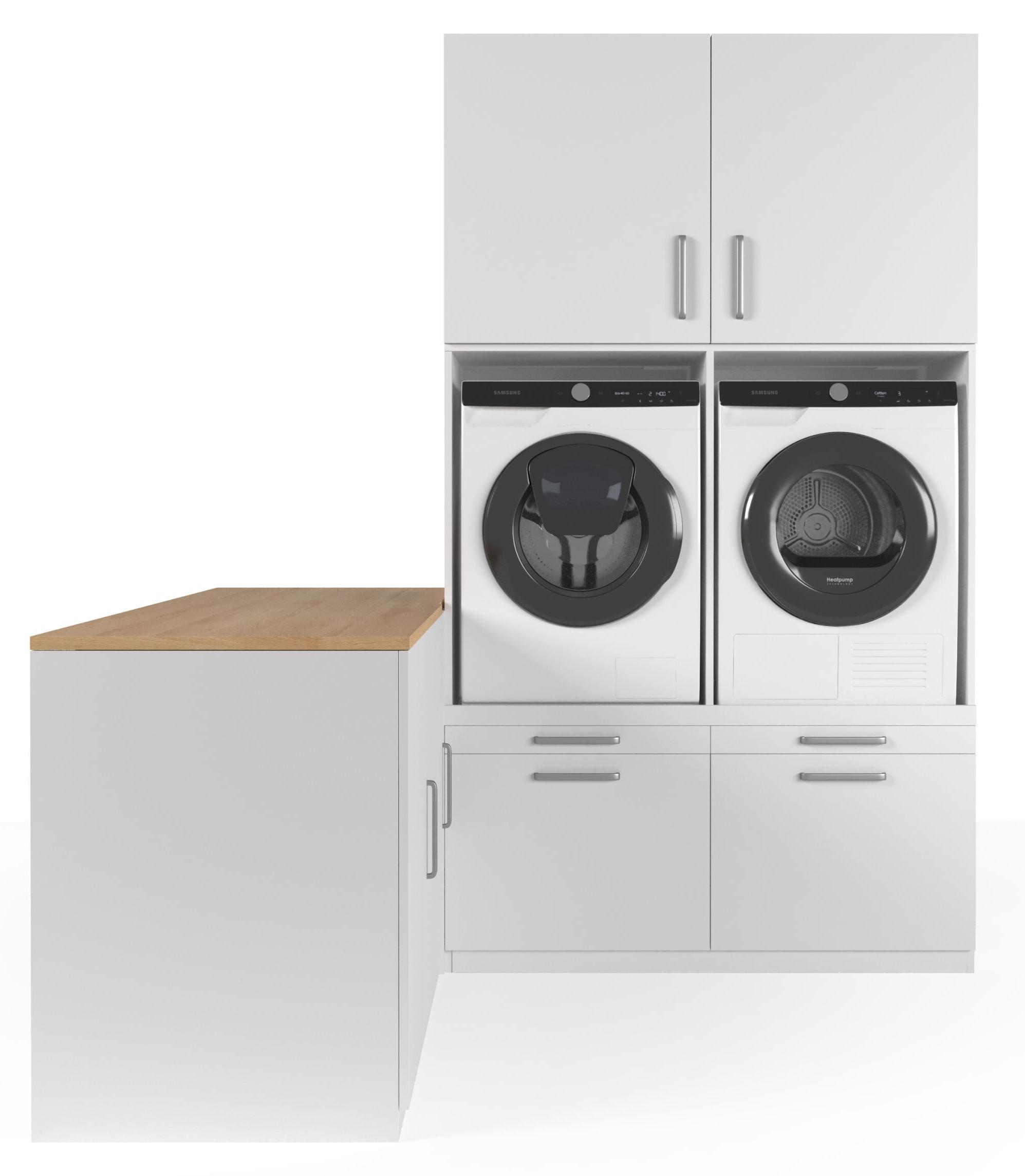 Wasophoogte Waschmaschinenkorpus, Brüssel - Unterbau für Waschmaschine - Podest für Waschmaschine - 700 (T) * 2030 (B) * 2350 (H) mm - Weiß