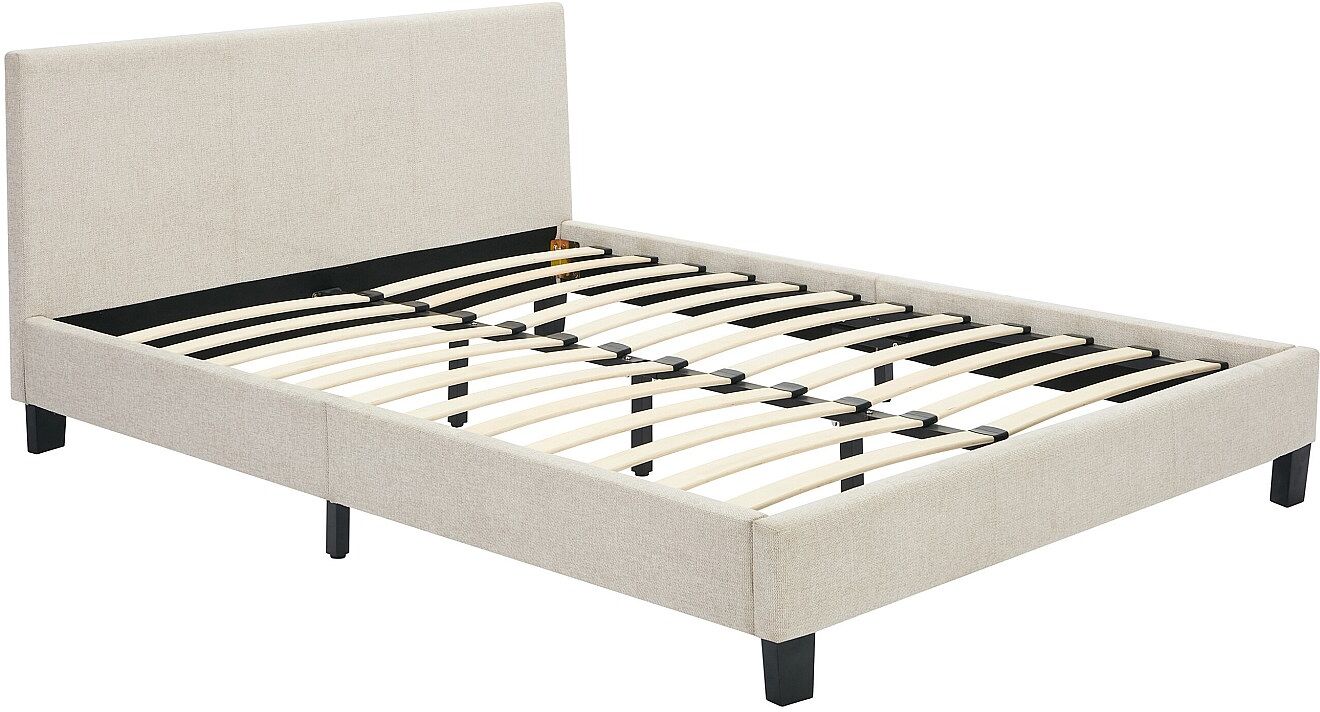 Vente-unique Bett 140 x 190 cm - Stoff - Beige - CORNELIUS II