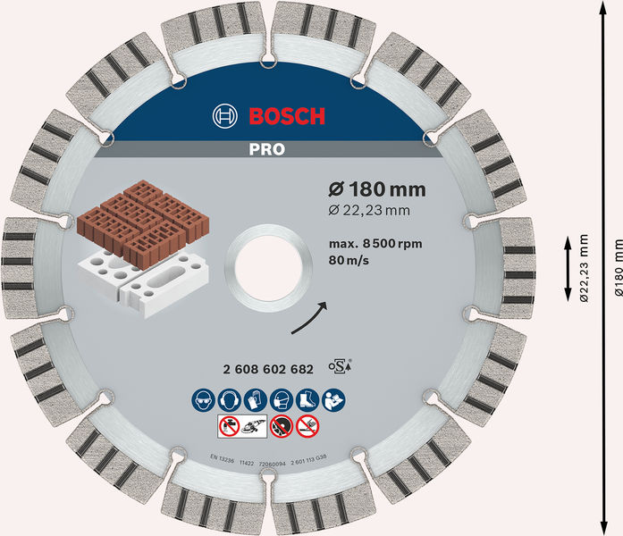 Bosch PRO Abrasive Diamanttrennscheibe, 180 x 22,23 mm 2608602682