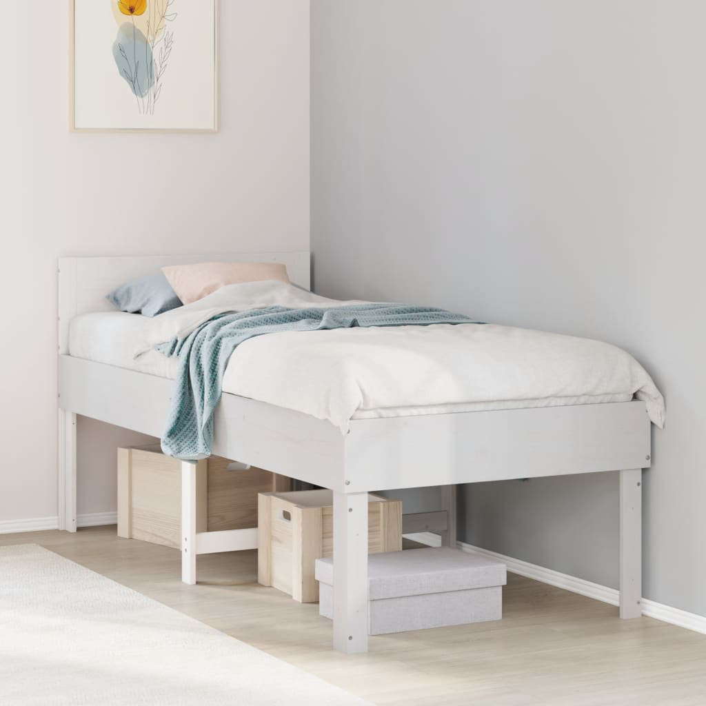 Vidaxl Bed Frame Without Mattress Solid Wood Pine White 90 x 190 cm