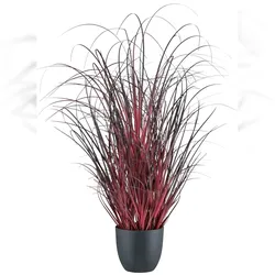 CREATIV green künstliche Pflanze Gras im Topf, 62cm, dunkelrot