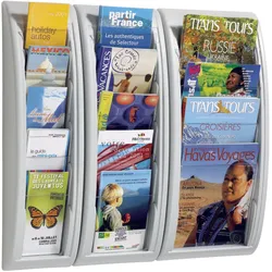PAPERFLOW Kompakt Wandprospekthalter DIN A4 hoch 4-Fach  silber