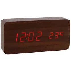 Avizar, Wecker, LED-Uhr im Holzdesign mit Datum & Temperatur