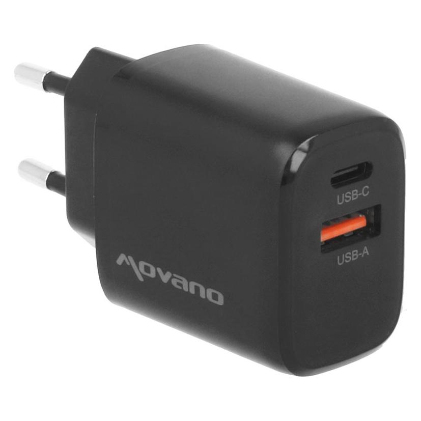 Movano Ładowarka Ładowarka GaN 20W USB-C PD + USB-A (black) (20 W, 2 Ports) (MOVANO)