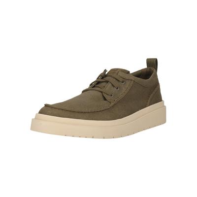 Schnürschuh CLARKS "Polden Moc", Herren, Gr. 42, grün (olivgrün), Schuhe Schnürschuh, mit dämpfender Eigenschaft
