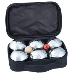 Relaxdays 2 x Boule Set Metall 6 Kugeln Hellbraun,Schwarz,Silber
