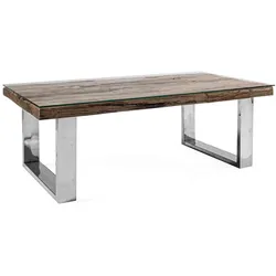 Couchtisch Stanton aus recyceltem Holz mit Glasplatte, modern, rechteckig, natur, 110 cm