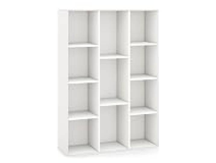 Helloshop26 Bibliothèque à 11 Cubes Moderne vitrine Ouverte 74 x 24 x 106 cm multifonctionnelle avec sécurité Anti-basculement en Bois Blanc 20_0020167