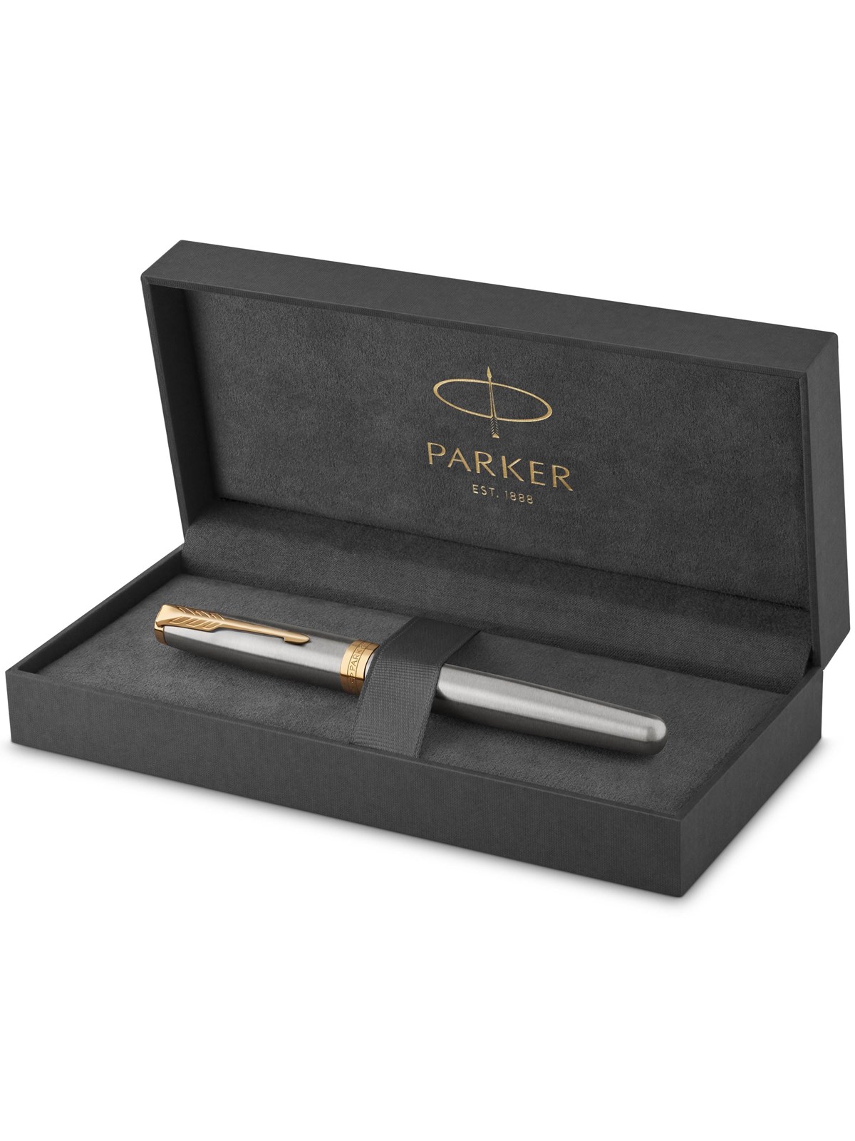 Parker Sonnet Füller | Edelstahl mit Goldzierteilen | Füllfederhalter mit mittlerer Feder | Geschenkbox