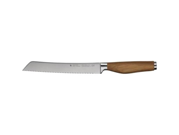WMF Grand Wood Brotmesser 32,4 cm, Messer Holzgriff, Made in Germany, Olivenholzgriff, Messer geschmiedet, Küchenmesser Spezialklingenstahl, Performance Cut, einzigartiger Griff, Klinge 19 cm