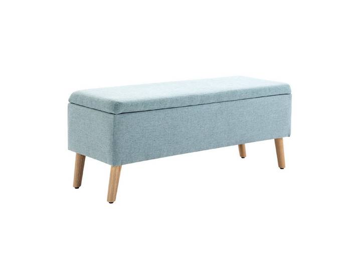 MC Star Sitzbank Polsterbank mit Stauraum 110x39x45cm aus leinenartigem Polyester (und Gummiholz im skandinavischen Design)