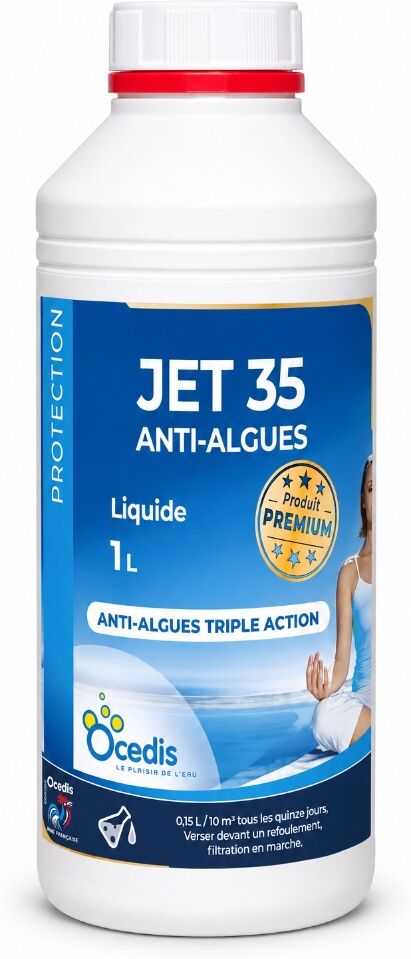 Traitement piscine Anti-algues OCEDIS JET 35 triple action non moussant 1L