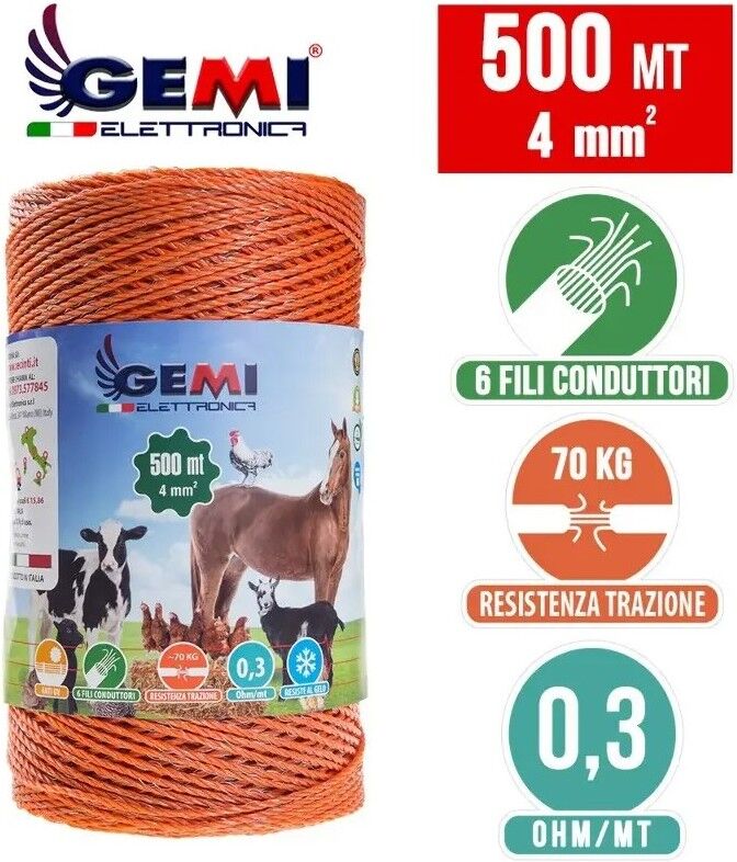 Gemi Elettronica Weidezaun komplettset set für rinder mit 220-v-weichmacher und 500 m 4 mm² draht für den elektrozaun gemi
