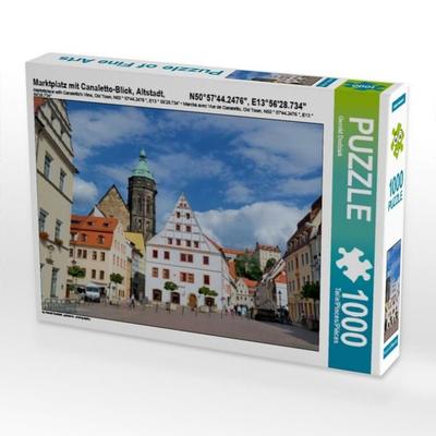 CALVENDO Puzzle Marktplatz mit Canaletto-Blick, Altstadt, N50°57'44.2476', E13°56'28.734' | 1000 Teile Lege-Größe 64 × 48 cm Foto-Puzzle für