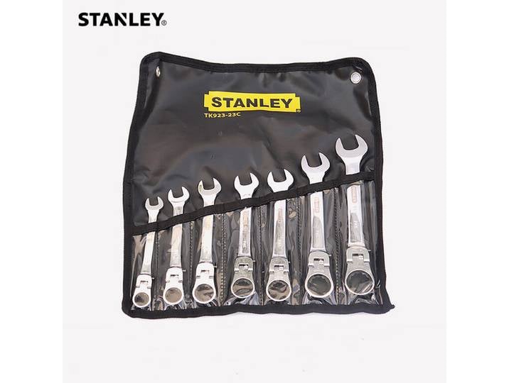 Stanley-Jeu de clés mixtes à tête flexible, clé mécanique, boîte ouverte, tête flexible mobile, outils à main, ensemble de 7 pièces