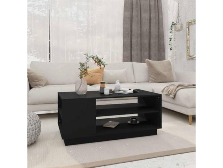 HEFZGDB Moderner Couchtisch Schwarz 102x55x43 cm Holzwerkstoff mit Schubladen Stauraum, Robuster Wohnzimmertisch mit Tischplatte, Langlebig und Stabil, Praktische Ergänzung für Ihr