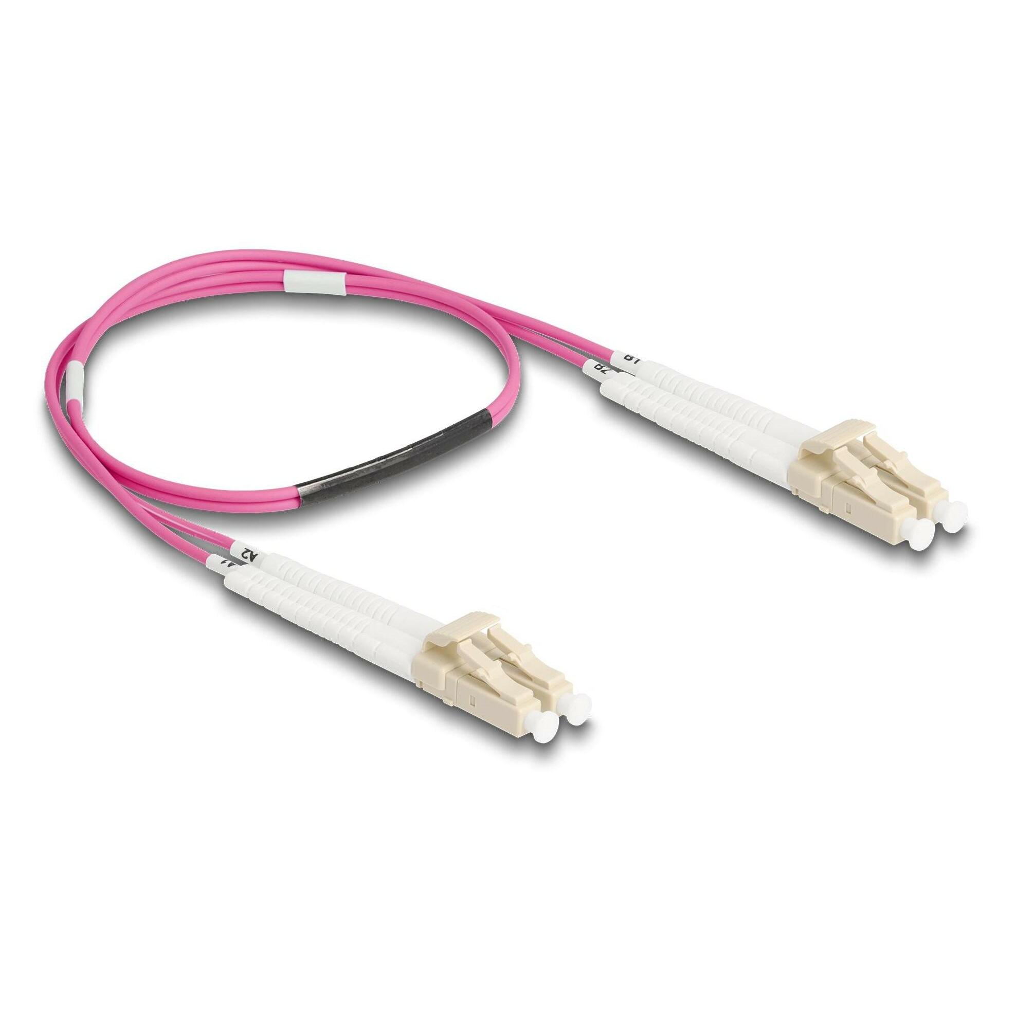 Delock LWL Kabel LC-D > LC-D Multimode OM4 winkelbar 0,5m (0.50 m) (88086)