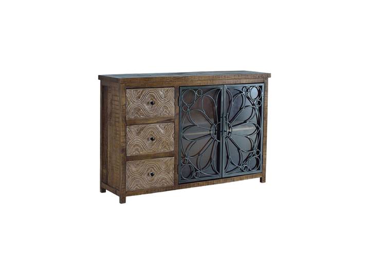 Massives Sideboard „Broome“ 2-türig Mangoholz Natural, Schwarz Giner & Colomer