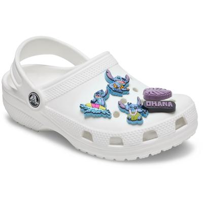 Schuhanstecker CROCS "Jibbitz™ Stitch Tropical", Jungen, grau (grau lila), PVC, Schuhzubehör Schuhanstecker, Charm, Anstecker, Schuh-Anstecker von Lilo und Stich