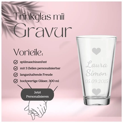 Trinkglas CIAO 300 ml Herzen gefüllt 60er Set