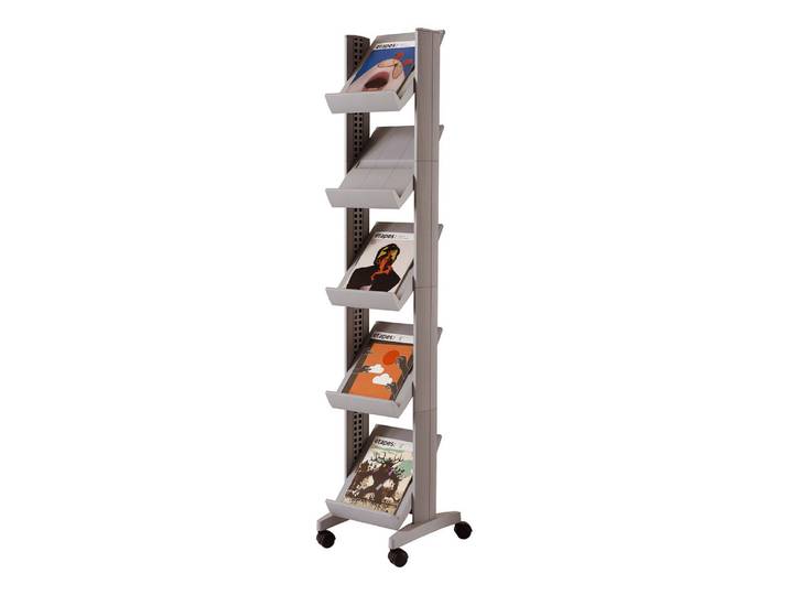 Présentoir mobile Compact easyDisplays sur roulettes PAPERFLOW - 5 cases - Coloris aluminium