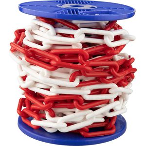 Dörner+Helmer Absperrkette 128956, Länge 12,5m, aus Kunststoff, Materialstärke 8mm, rot / weiß