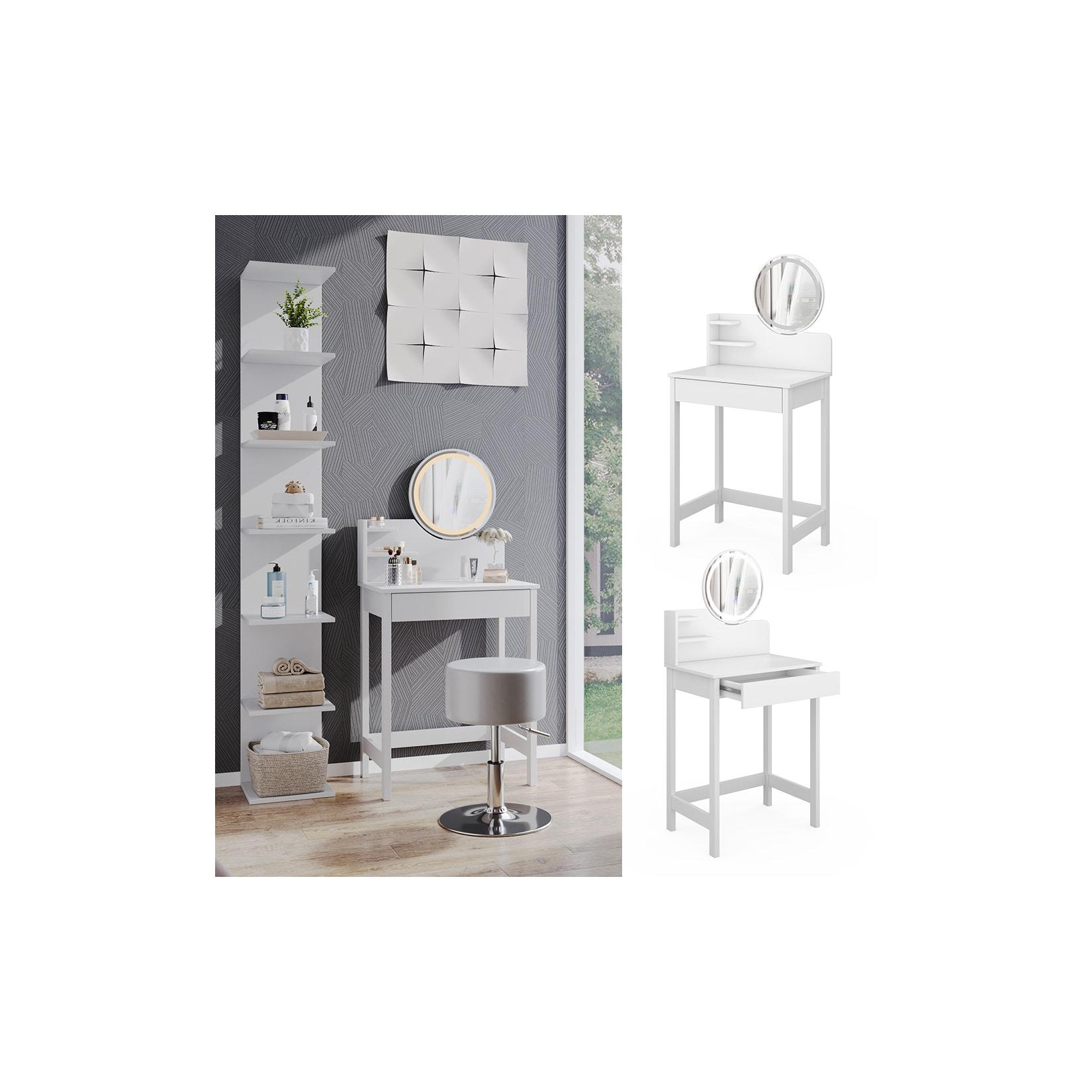 Vicco Schminktisch Surrey Weiß 60 cm mit LED-Spiegel