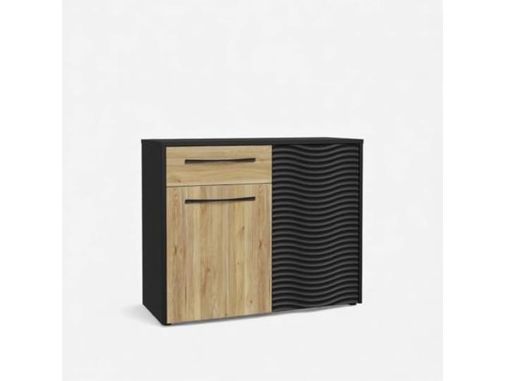 Produce Shop Karlshamn Anrichte aus Eiche und Schwarz mit Wellendesign, 109 x 88 cm, Eiche