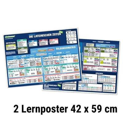 mindmemo Lernposter 2er Set - Die lateinischen Zeiten Grammatik lernen Grundwissen Lernhilfe, Gebundene Ausgabe von Henry Fischer,Philipp Hunstein,