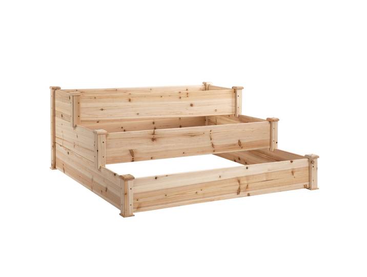 Outsunny Hochbeet, Naturfarben, Holz, 120x56x120 cm, Gartenzubehör, Hochbeete