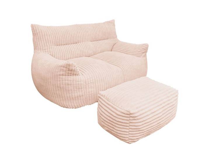 Fauteuil pouf XXL avec repose-pieds rose