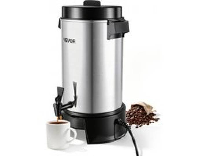 VEVOR Percolateur à Café 6,3 L 42 Tasses Distributeur de Boissons Chaudes, Pour Thé Chocolat Bureau Restauration Fête, Marmite à Vin Chaud 84-94 ℃, Fontaine à Café Infusion Rapide, Robinet Anti-goutte