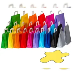 VEPATIM 50x Papiertragetaschen Papiertaschen Flachhenkel 18x8x22cm gelb 70gr.