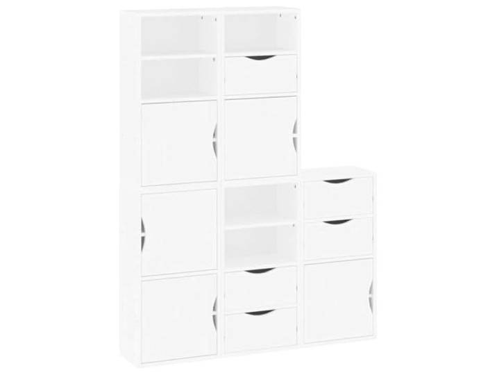Kaorsrow 5er Set Beistellschrank ODDA Weiß 40x24x79 cm Kiefer Massivholz Modulare Kommoden im 5er Pack für Schlafzimmer und Wohnzimmer. Bietet flexiblen Stauraum durch Schubladen und Fächer.