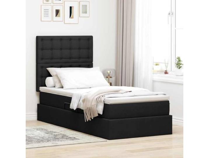 Metallgestell mit LED Beleuchtung Stauraumbett mit Polyesterbezug Modernes Bett mit Stauraum und LED Schwarz 90 x 190 cm Polyester mit Matratze RGB-Beleuchtung hydraulischer Liftmechanismus