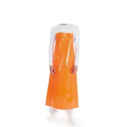 HYGOSTAR Latzschürze 300 my aus Polyurethan Orange 130 cm Schürze Mehrwegschürze