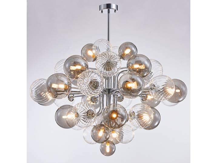 Lustre de luxe en verre gris fumé, boule à bulles, salon, chambre à coucher nordique, salle à manger, lampe suspendue en raisin, luminaires pour la maison