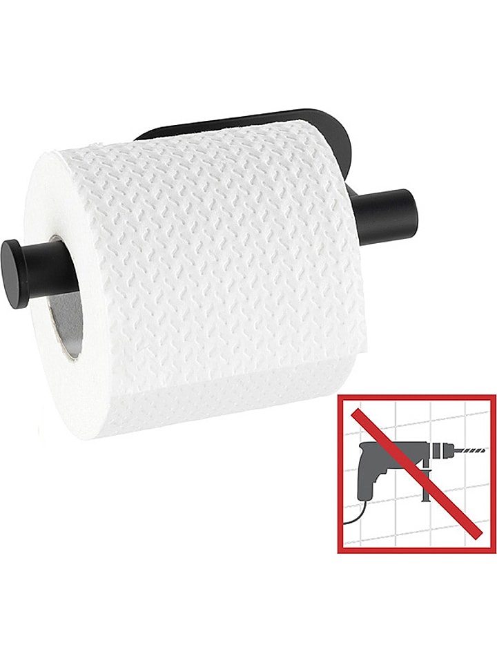 Wenko Edelstahl-Toilettenpapierhalter "Orea" in Schwarz - (B)16 x (H)4,5 x (T)7 cm - onesize