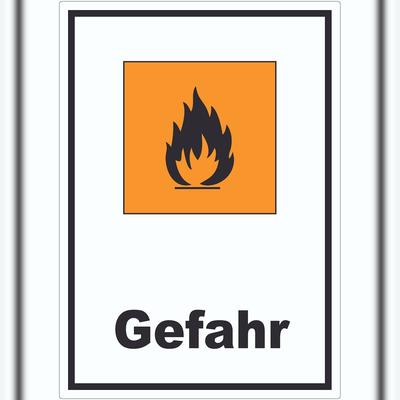 HB-Druck Aufkleber Gefahrensymbol Entzündbar Gefahr Brand Flamme A9 (37x52mm)