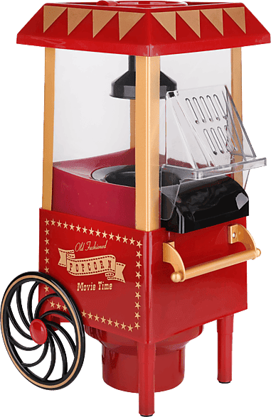 Palomitero - NK HO33001 Máquina de palomitas carro, 1200 W, Capacidad 0.27 l, Sin aceite, Rojo