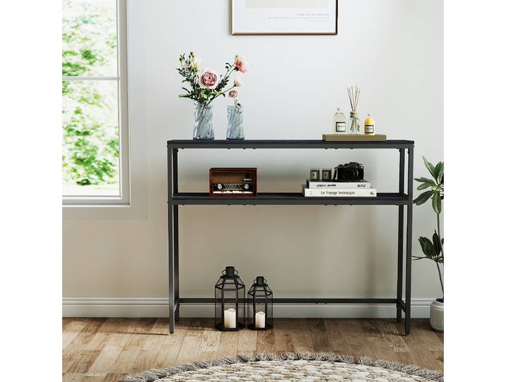 Table console Long Pine - 100 cm 100 x 81 x 20cm Noir/Noir